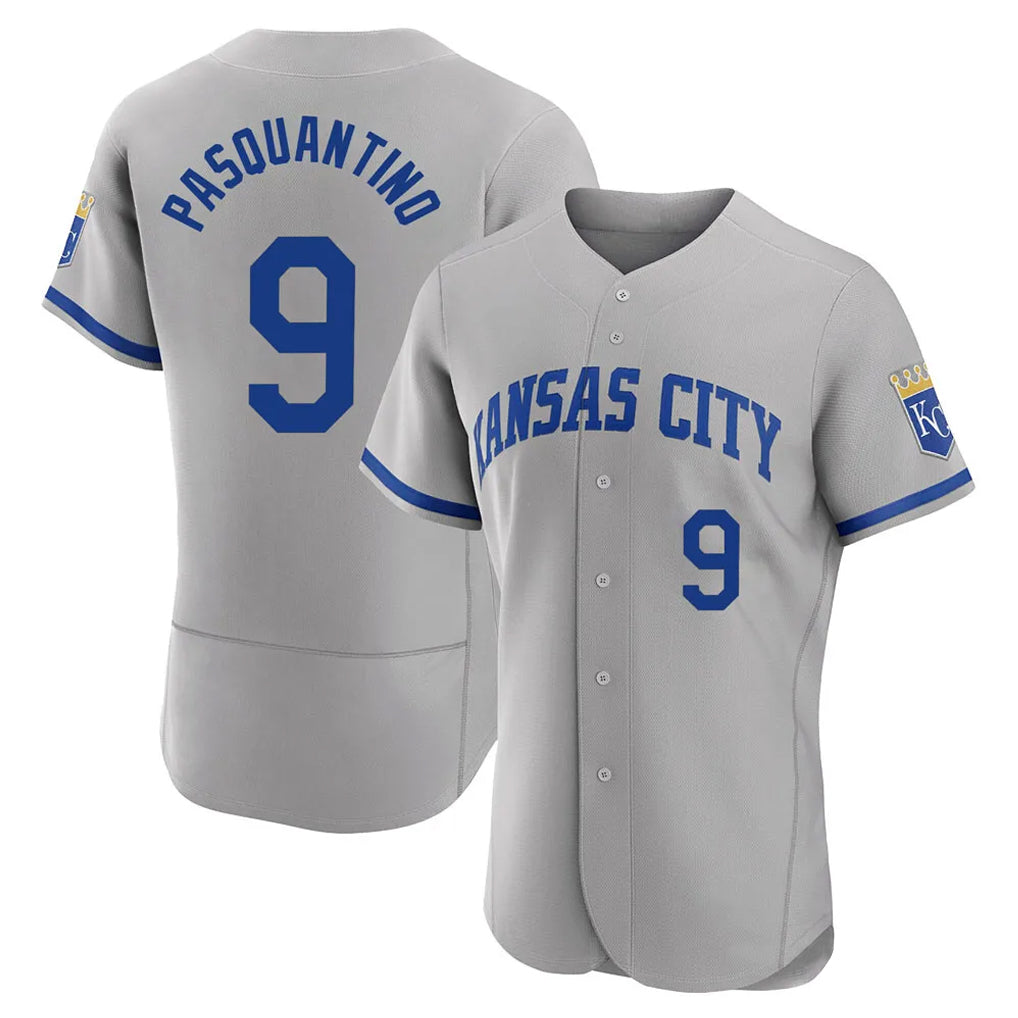 Leonaf KC.Royals #9 Vinnie Pasquantino Player Gray Limited Elite Home Game Stitched Jerseys