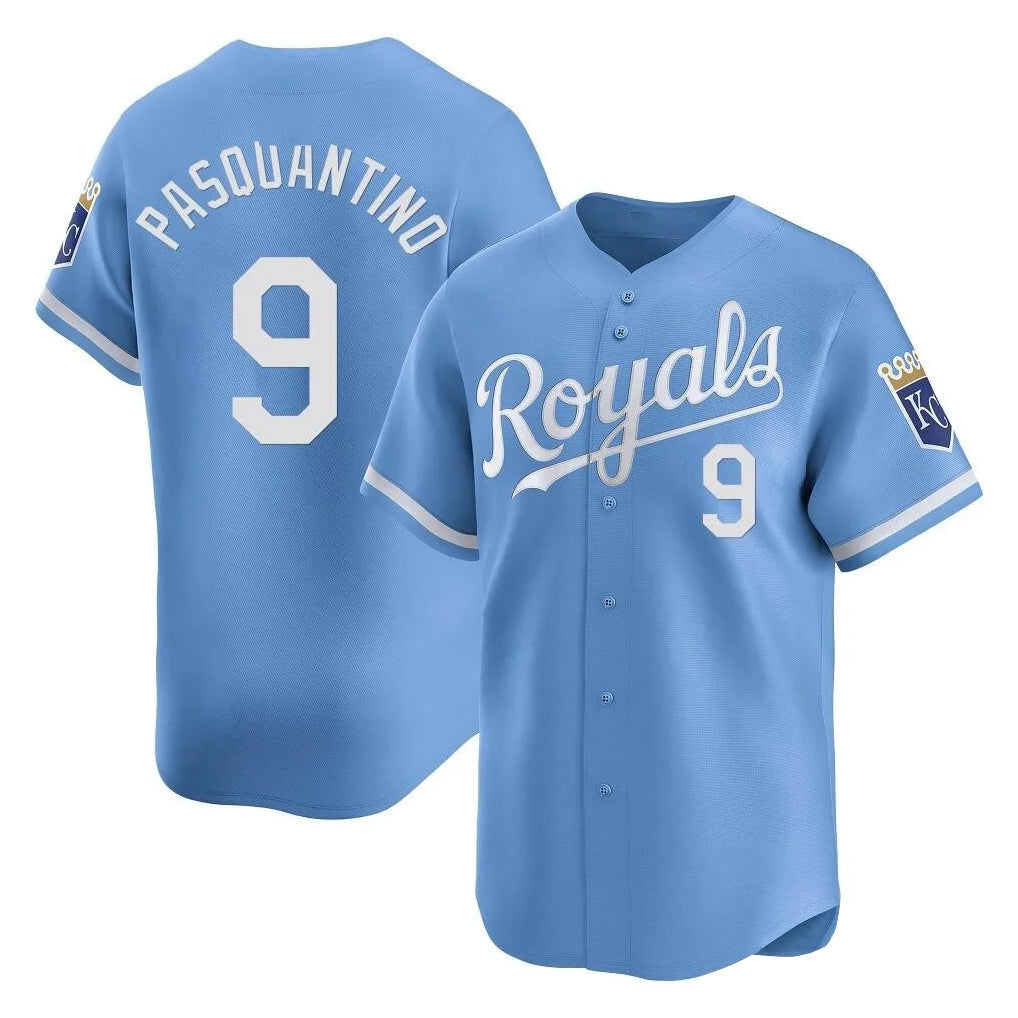 Leonaf KC.Royals #9 Vinnie Pasquantino Player Light Blue Alt Limited Home Stitched Jerseys