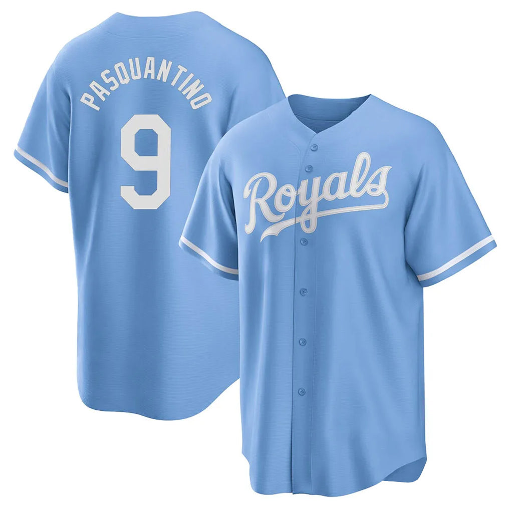 Leonaf KC.Royals #9 Vinnie Pasquantino Player Light Blue Home Game Stitched Jerseys
