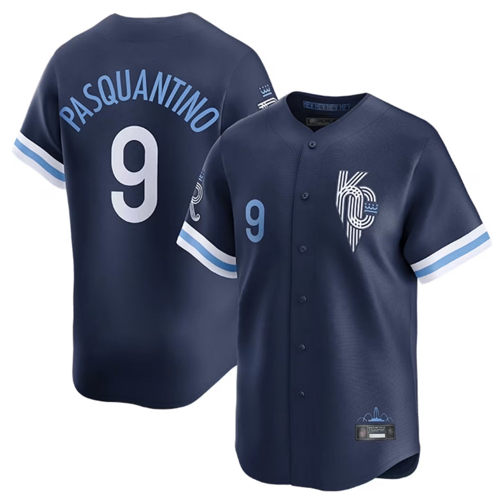 Leonaf KC.Royals #9 Vinnie Pasquantino Player Navy City Connect Limited Home Stitched Jerseys
