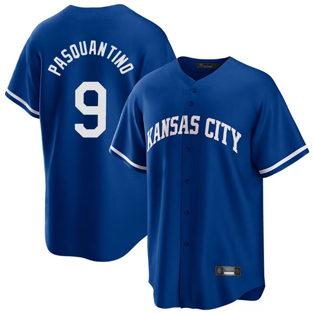 Leonaf KC.Royals #9 Vinnie Pasquantino Player Royal Game Home Stitched Jerseys