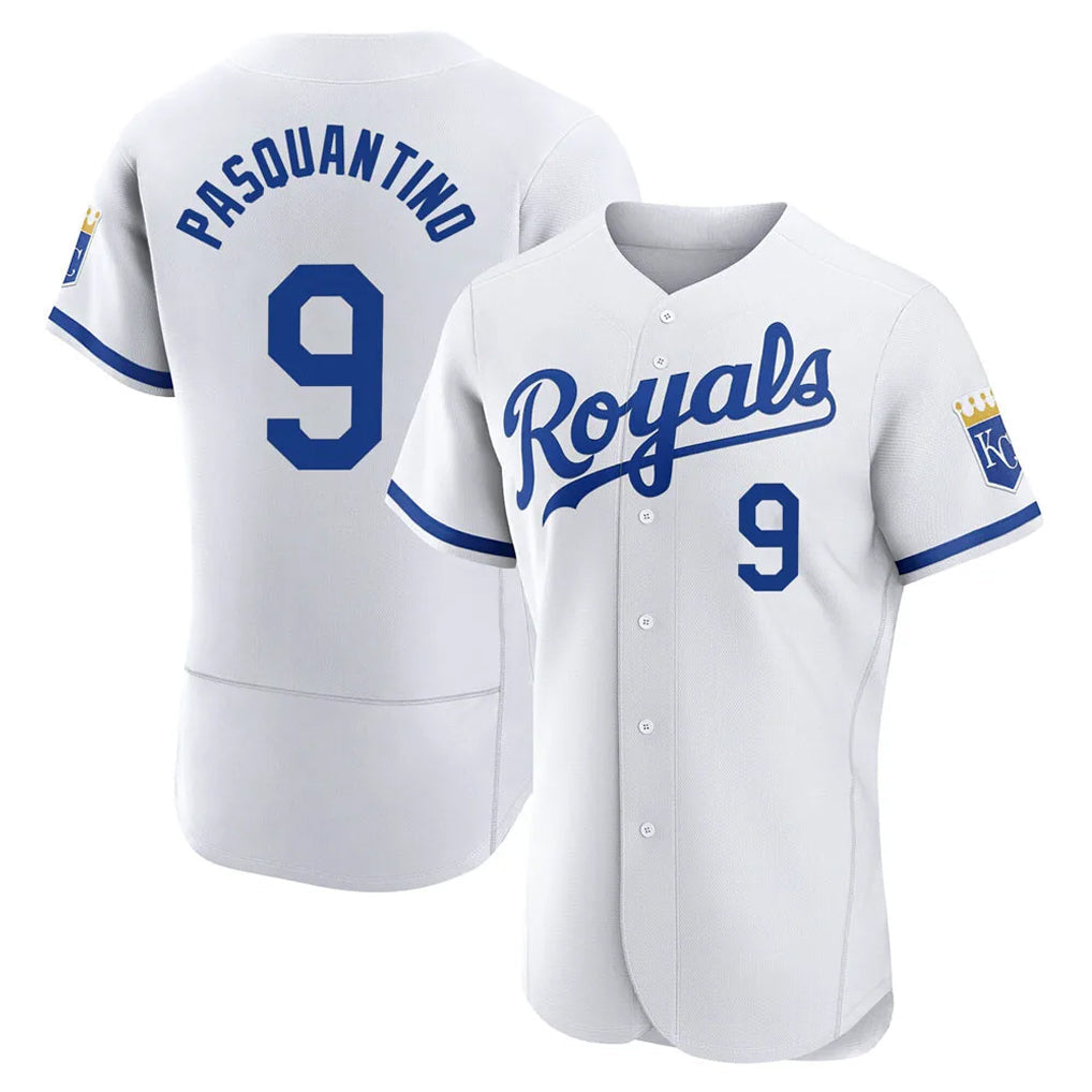 Leonaf KC.Royals #9 Vinnie Pasquantino Player White Limited Elite Home Game Stitched Jerseys