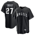 Leonaf LA.Angels #27 Mike Trout Player Black Lights Out Fashion T-shirt Stitched Jerseys