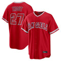 Leonaf LA.Angels #27 Mike Trout Player Red Home Game Stitched Jerseys