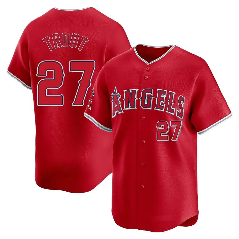 Leonaf LA.Angels #27 Mike Trout Player Red Home Limited Stitched Jerseys