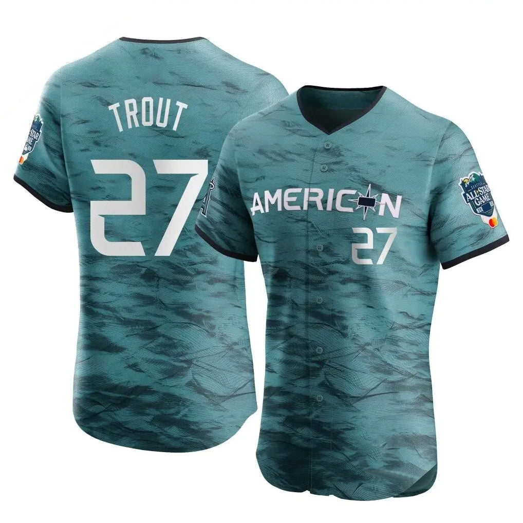 Leonaf LA.Angels #27 Mike Trout Player Teal Elite American League Game Vapor Premier All-Star Stitched Jerseys