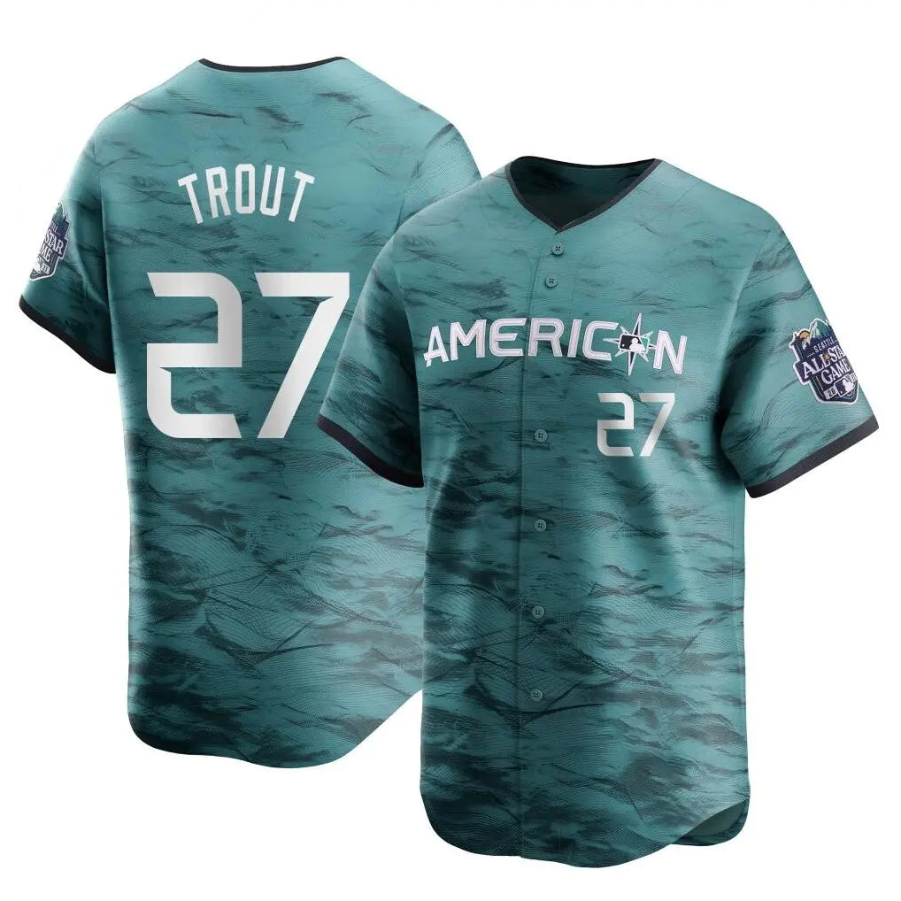 Leonaf LA.Angels #27 Mike Trout Player Teal Limited American League Game Vapor Premier All-Star Stitched Jerseys