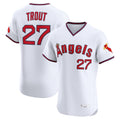 Leonaf LA.Angels #27 Mike Trout Player White T-shirt Home Limited Elite Stitched Jerseys