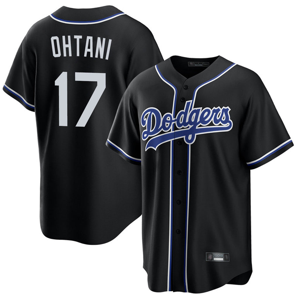 Leonaf LA.Dodgers #17 Shohei Ohtani Player Black Carbon Limited Home Stitched Jerseys