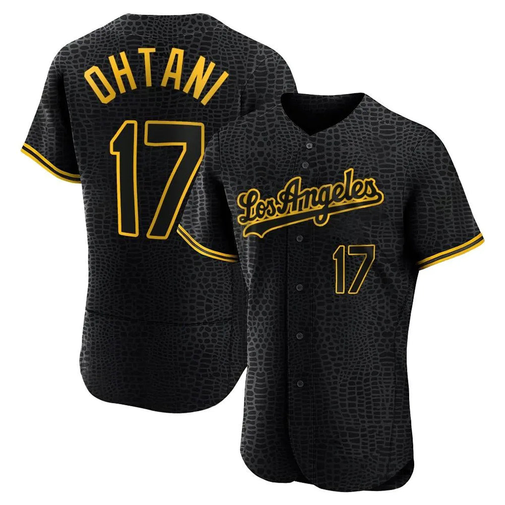 Leonaf LA.Dodgers #17 Shohei Ohtani Player Black Snake Skin City Limited Elite Home Stitched Jerseys