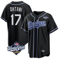 Leonaf LA.Dodgers #17 Shohei Ohtani Player Black World Series Carbon Limited Home Stitched Jerseys