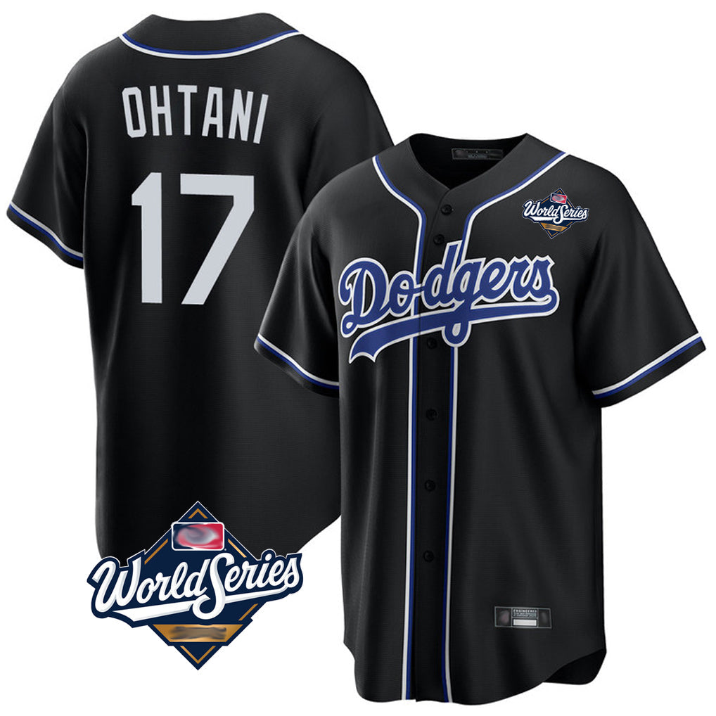 Leonaf LA.Dodgers #17 Shohei Ohtani Player Black World Series Carbon Limited Home Stitched Jerseys