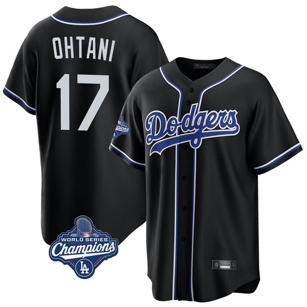 Leonaf LA.Dodgers #17 Shohei Ohtani Player Black World Series Meet Carbon Limited Home Stitched Jerseys