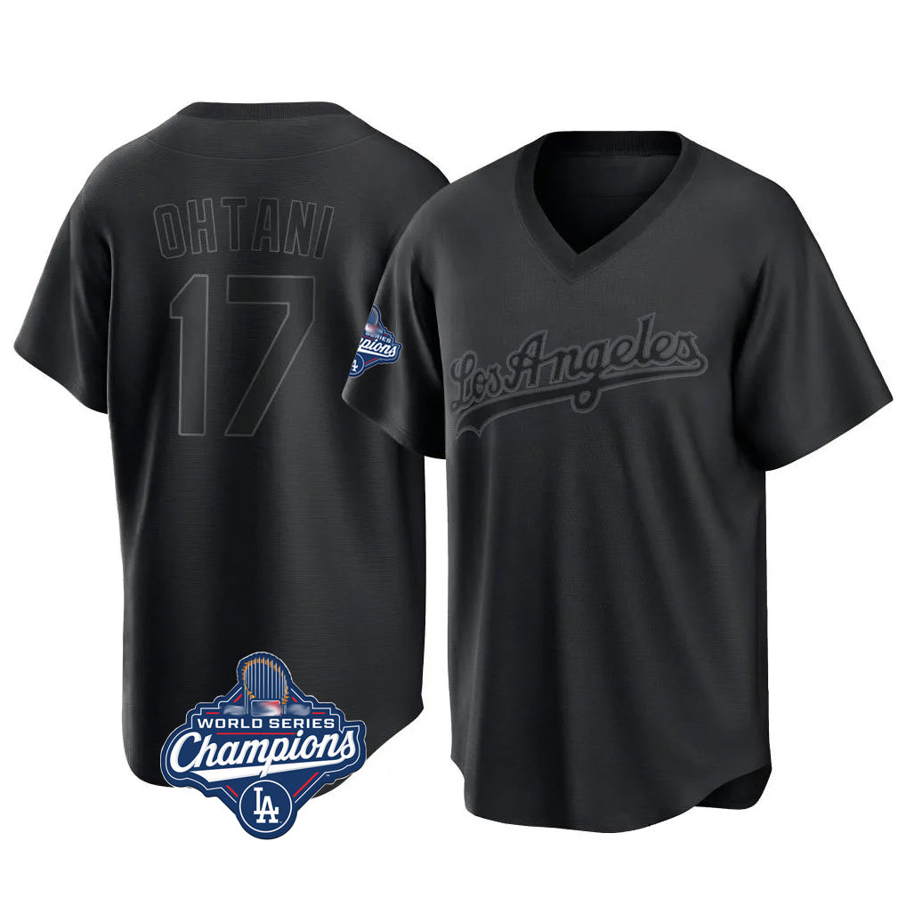 Leonaf LA.Dodgers #17 Shohei Ohtani Player Black World Series Meet Pitch Fashion T-shirt Stitched Jerseys