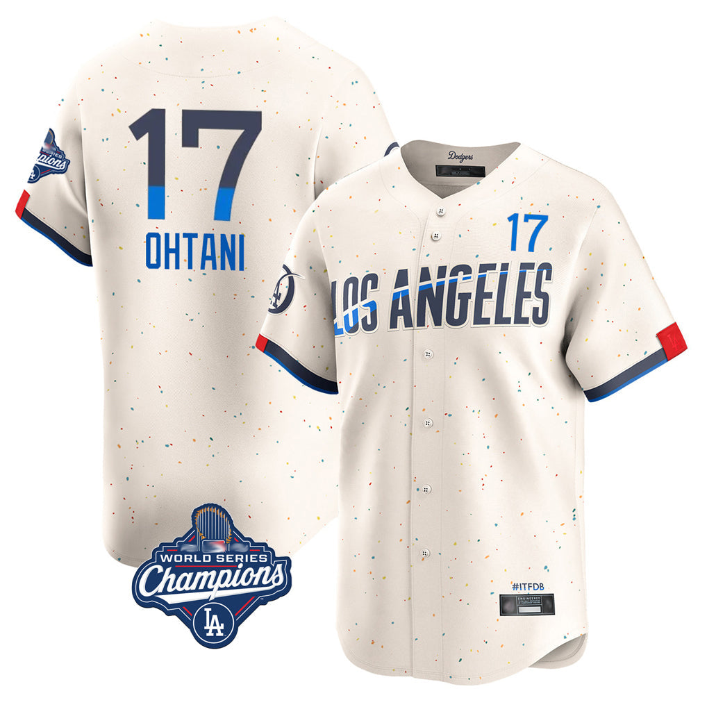 Leonaf LA.Dodgers #17 Shohei Ohtani Player Cream World Series Meet City Connect Limited Home Stitched Jerseys