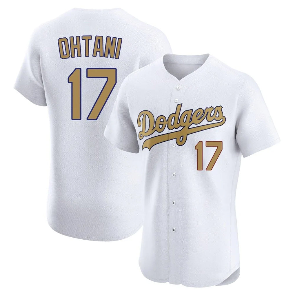 Leonaf LA.Dodgers #17 Shohei Ohtani Player Gold Limited Elite Home Stitched Jerseys