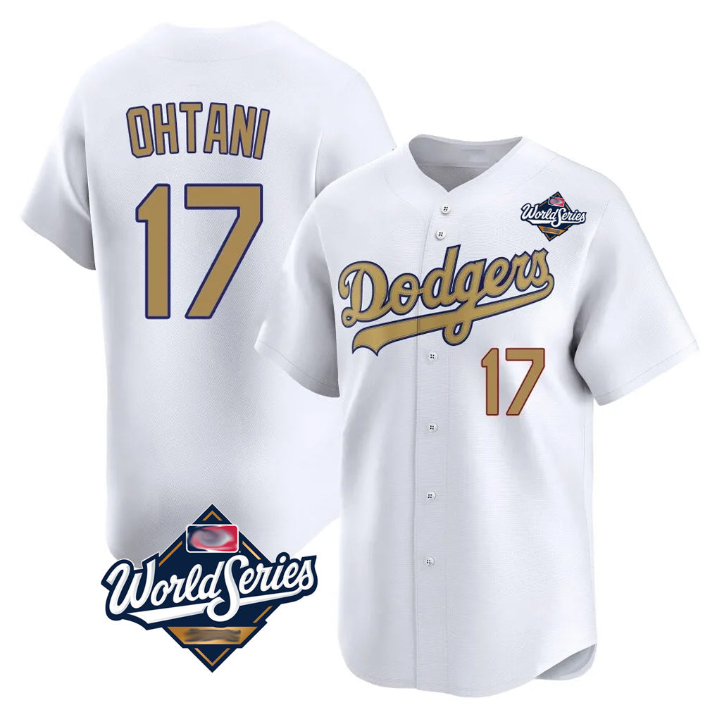 Leonaf LA.Dodgers #17 Shohei Ohtani Player Gold World Series Collection Limited Home Stitched Jerseys