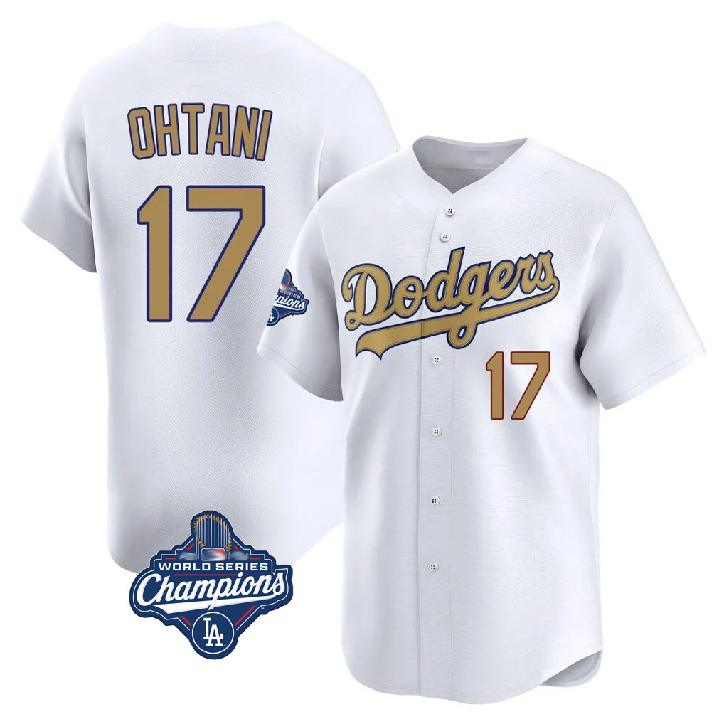 Leonaf LA.Dodgers #17 Shohei Ohtani Player Gold World Series Meet Collection Limited Home Stitched Jerseys