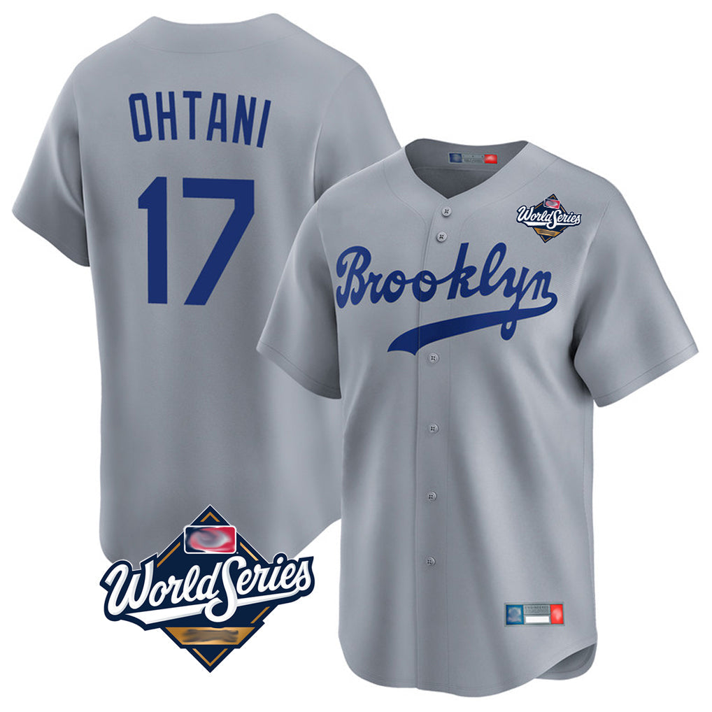Leonaf LA.Dodgers #17 Shohei Ohtani Player Gray World Series Game Limited Home Stitched Jerseys