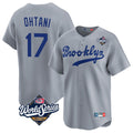 Leonaf LA.Dodgers #17 Shohei Ohtani Player Gray World Series Game Limited Home Stitched Jerseys