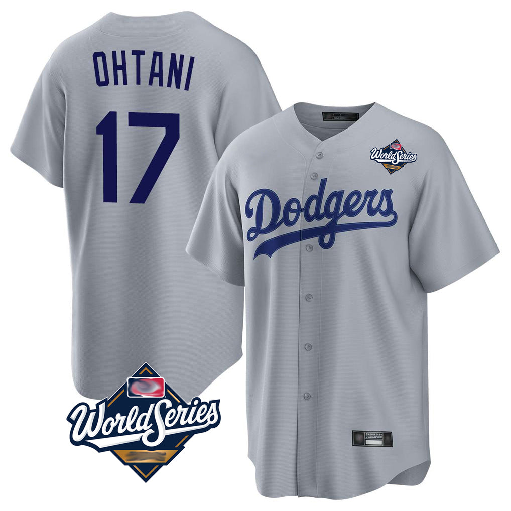 Leonaf LA.Dodgers #17 Shohei Ohtani Player Gray World Series Game Stitched Jerseys
