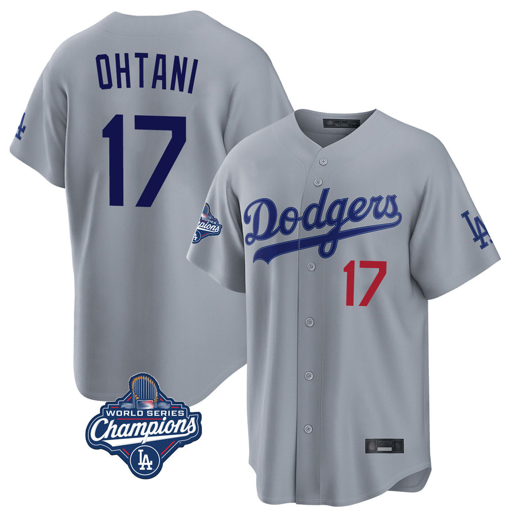 Leonaf LA.Dodgers #17 Shohei Ohtani Player Gray World Series Meet Game Home Stitched Jerseys