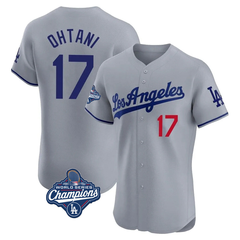 Leonaf LA.Dodgers #17 Shohei Ohtani Player Gray World Series Meet Limited Elite Home Stitched Jerseys