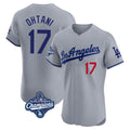 Leonaf LA.Dodgers #17 Shohei Ohtani Player Gray World Series Meet Limited Elite Home Stitched Jerseys