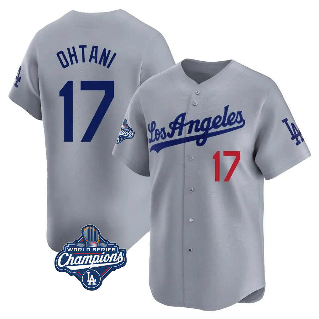 Leonaf LA.Dodgers #17 Shohei Ohtani Player Gray World Series Meet Limited Home Stitched Jerseys