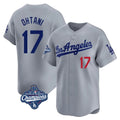 Leonaf LA.Dodgers #17 Shohei Ohtani Player Gray World Series Meet Limited Home Stitched Jerseys