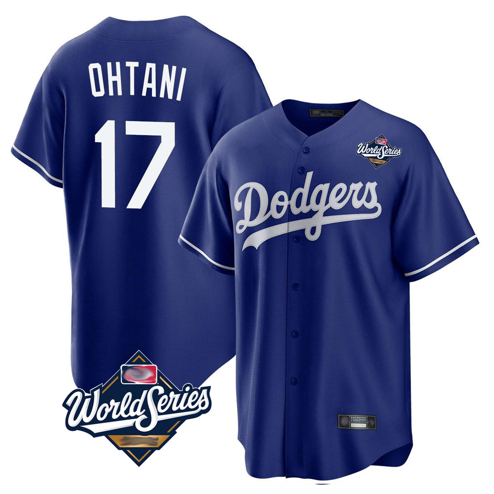 Leonaf LA.Dodgers #17 Shohei Ohtani Player Royal World Series Home Game Stitched Jerseys
