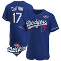 Leonaf LA.Dodgers #17 Shohei Ohtani Player Royal World Series Meet Limited Elite Home Stitched Jerseys