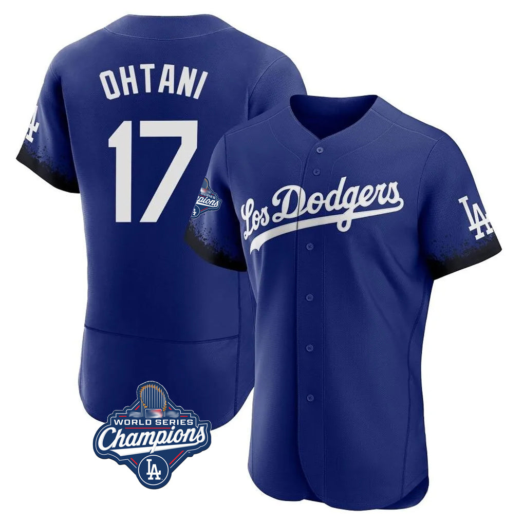 Leonaf LA.Dodgers #17 Shohei Ohtani Player Royal World Series Meet City Connect Elite Home Stitched Jerseys