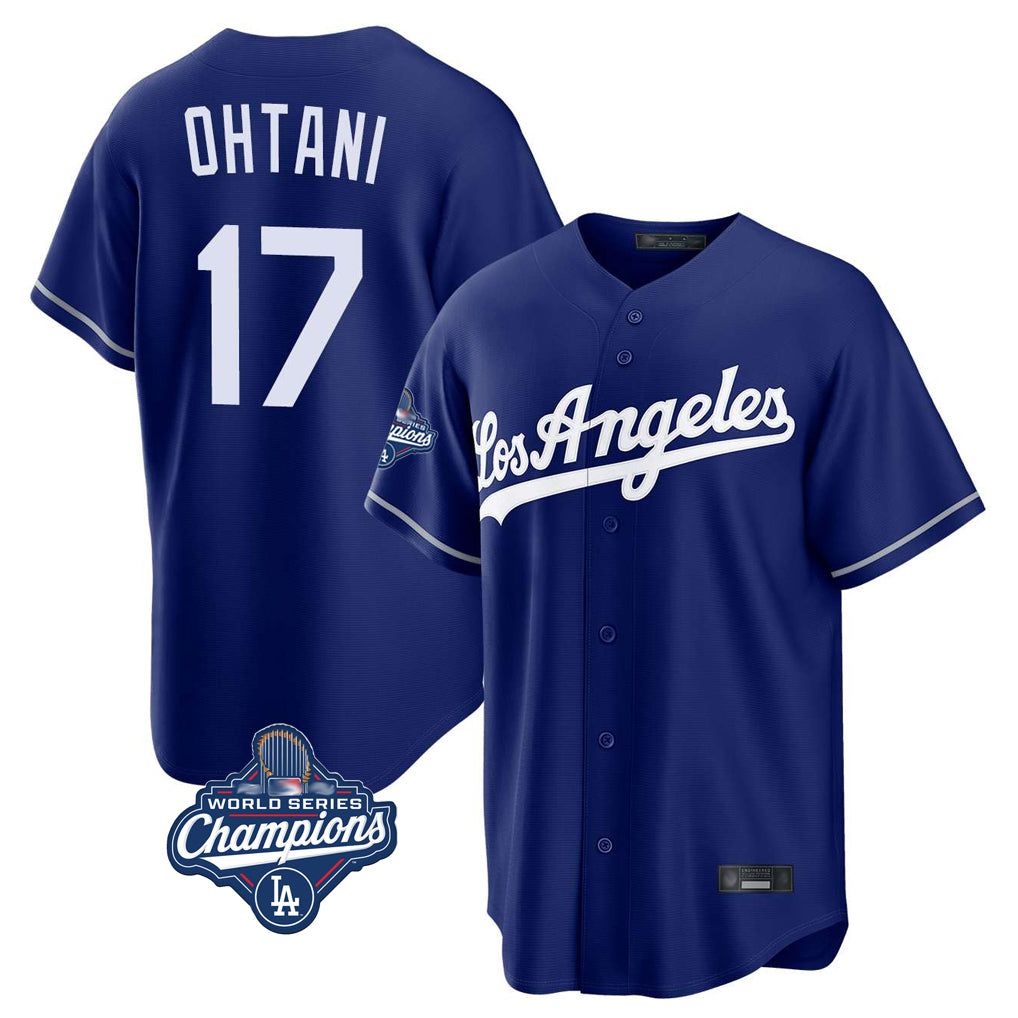 Leonaf LA.Dodgers #17 Shohei Ohtani Player Royal World Series Meet Game Stitched Jerseys