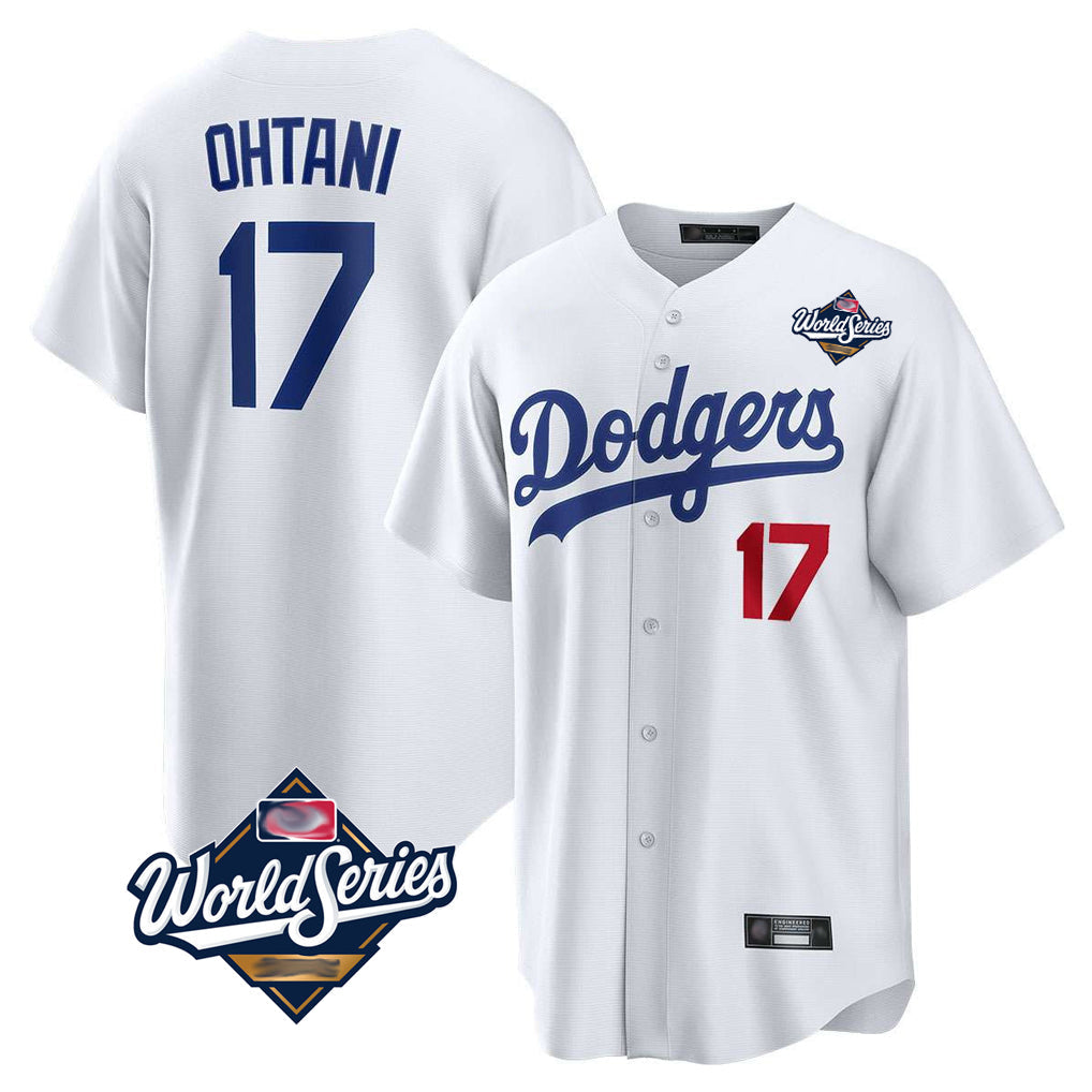 Leonaf LA.Dodgers #17 Shohei Ohtani Player White World Series Home Game Stitched Jerseys