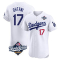 Leonaf LA.Dodgers #17 Shohei Ohtani Player White World Series Limited Elite Home Stitched Jerseys