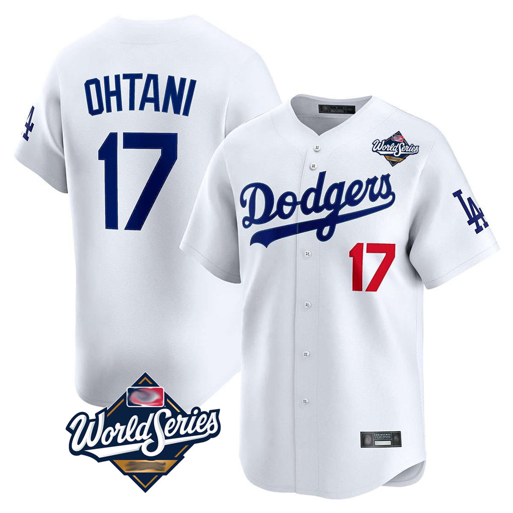 Leonaf LA.Dodgers #17 Shohei Ohtani Player White World Series Limited Home Stitched Jerseys