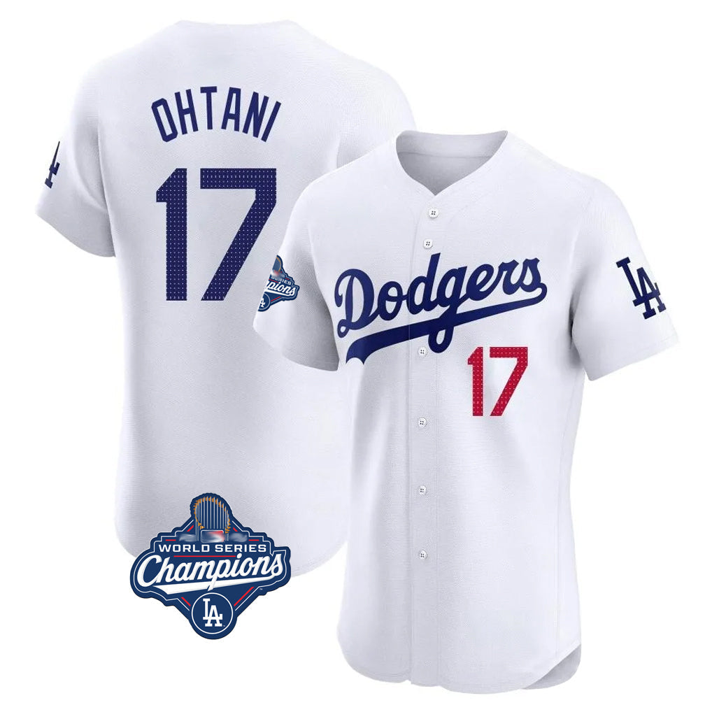 Leonaf LA.Dodgers #17 Shohei Ohtani Player White World Series Meet Limited Elite Home Stitched Jerseys
