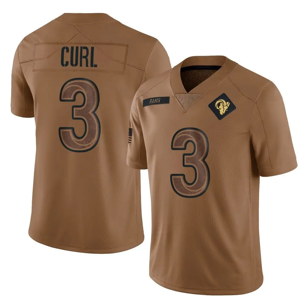 Leonaf LA.Rams #3 Kam Curl Player Brown Salute To Service Limited Stitched Jerseys
