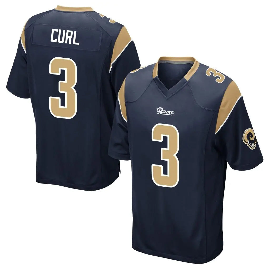 Leonaf LA.Rams #3 Kam Curl Player Navy Home Game Stitched Jerseys
