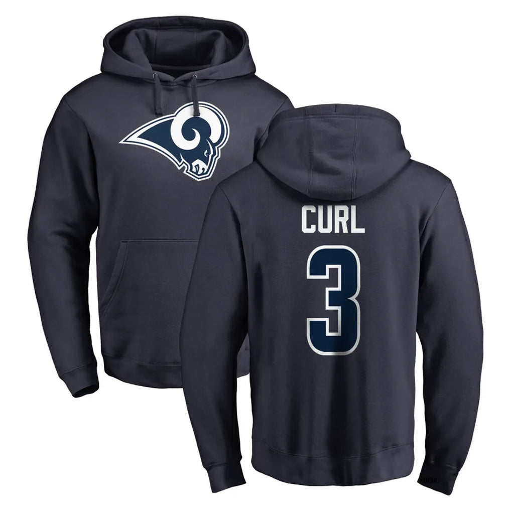 Leonaf LA.Rams #3 Kam Curl Player Navy Pullover Hoodie Limited Game Stitched Jerseys