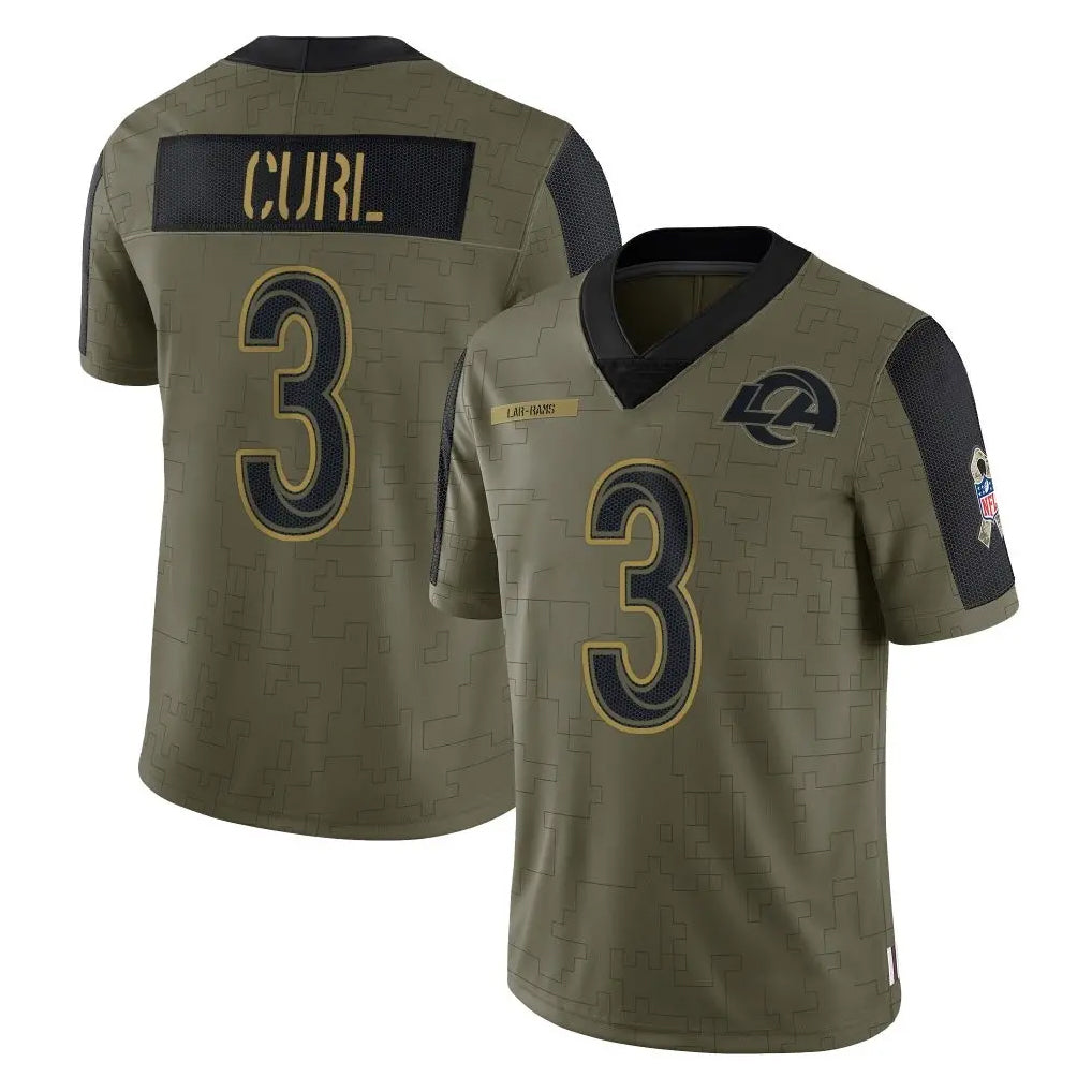 Leonaf LA.Rams #3 Kam Curl Player Olive Salute To Service Limited Game Stitched Jerseys