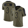 Leonaf LA.Rams #3 Kam Curl Player Olive Salute To Service Limited Game Stitched Jerseys