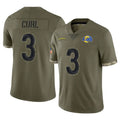 Leonaf LA.Rams #3 Kam Curl Player Olive Salute To Service Limited Stitched Jerseys