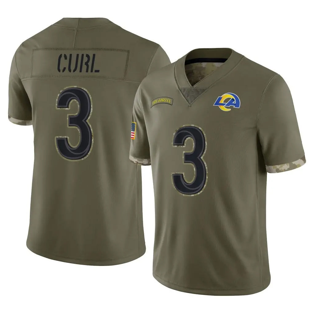 Leonaf LA.Rams #3 Kam Curl Player Olive Salute To Service Limited Stitched Jerseys