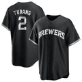 Leonaf M.Brewers #2 Brice Turang Player Black Game Home Stitched Jerseys