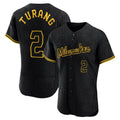 Leonaf M.Brewers #2 Brice Turang Player Black Snake Skin City Home Limited Elite Stitched Jerseys