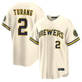 Leonaf M.Brewers #2 Brice Turang Player Cream Home Limited Stitched Jerseys
