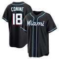 Leonaf M.Marlins #18 Griffin Conine Player Black Fashion Out Home Game Stitched Jerseys