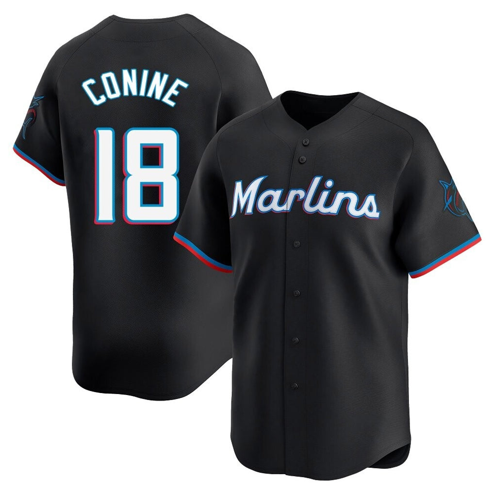 Leonaf M.Marlins #18 Griffin Conine Player Black Home Limited Stitched Jerseys